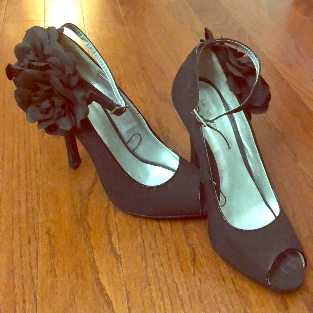 Black open toe heels